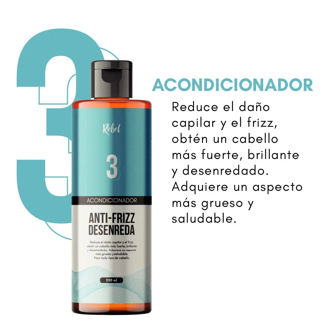 Acondicionador Anti-Frizz, Desenreda y Brillo (Paso 3) - Rebel