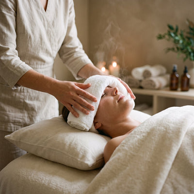Facial con toalla caliente en spa